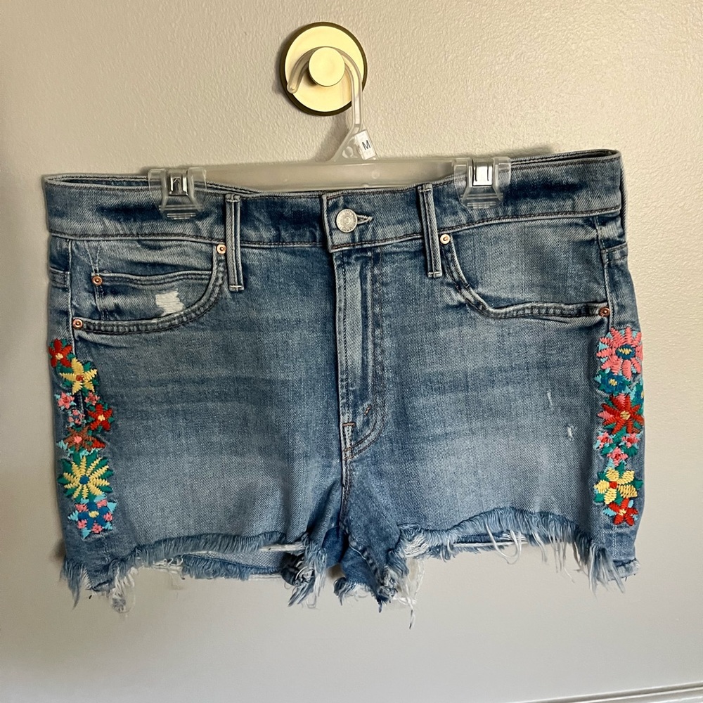 Mother Superior embroidered denim shorts size 28